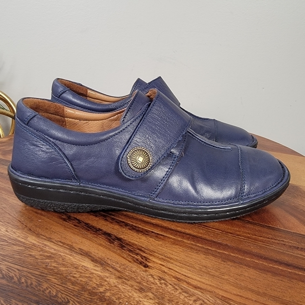 Spring Step Kaminia Blue Leather Shoes Loafers Flats Monk Strap Size 38 - Picture 6 of 17